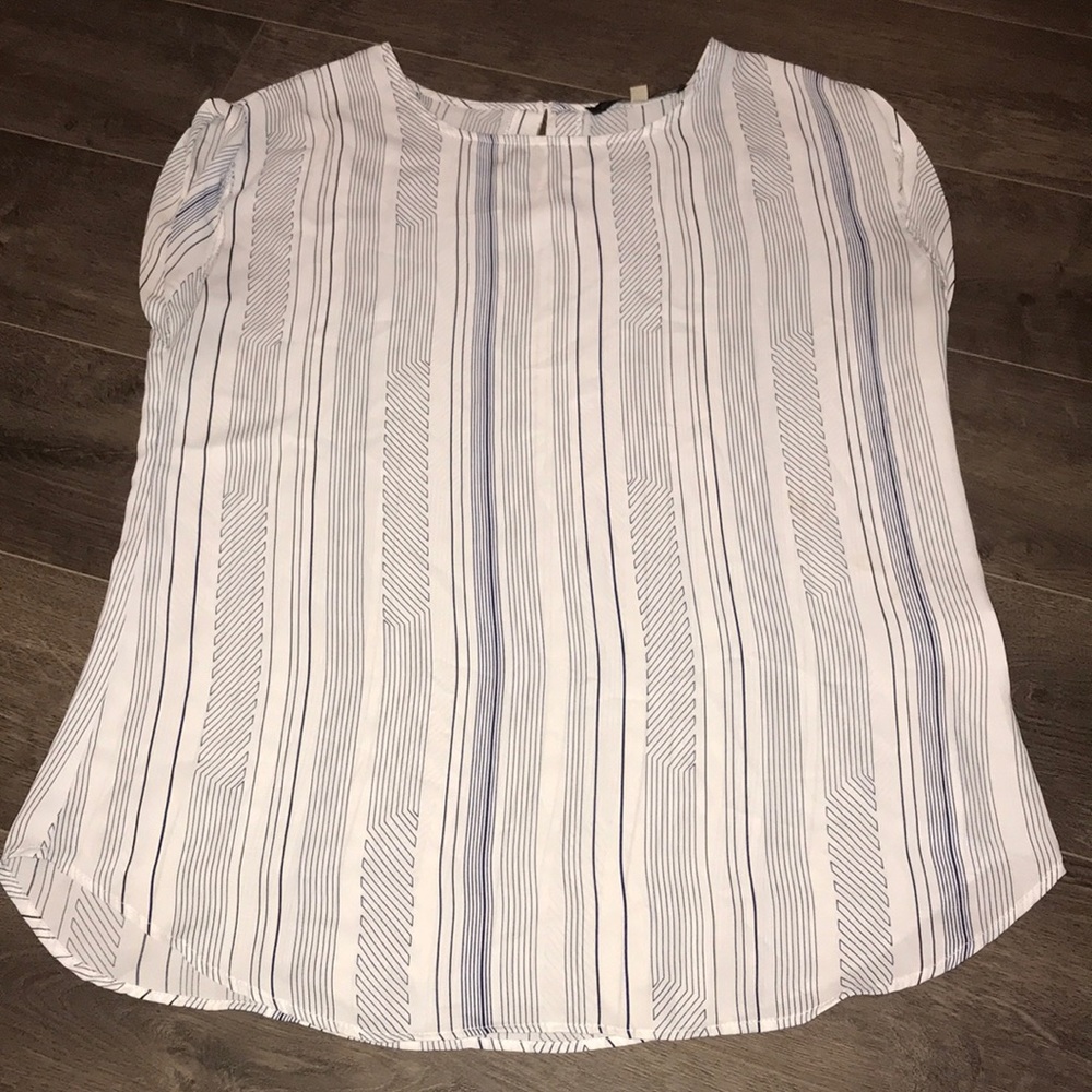 Navy and White Blouse